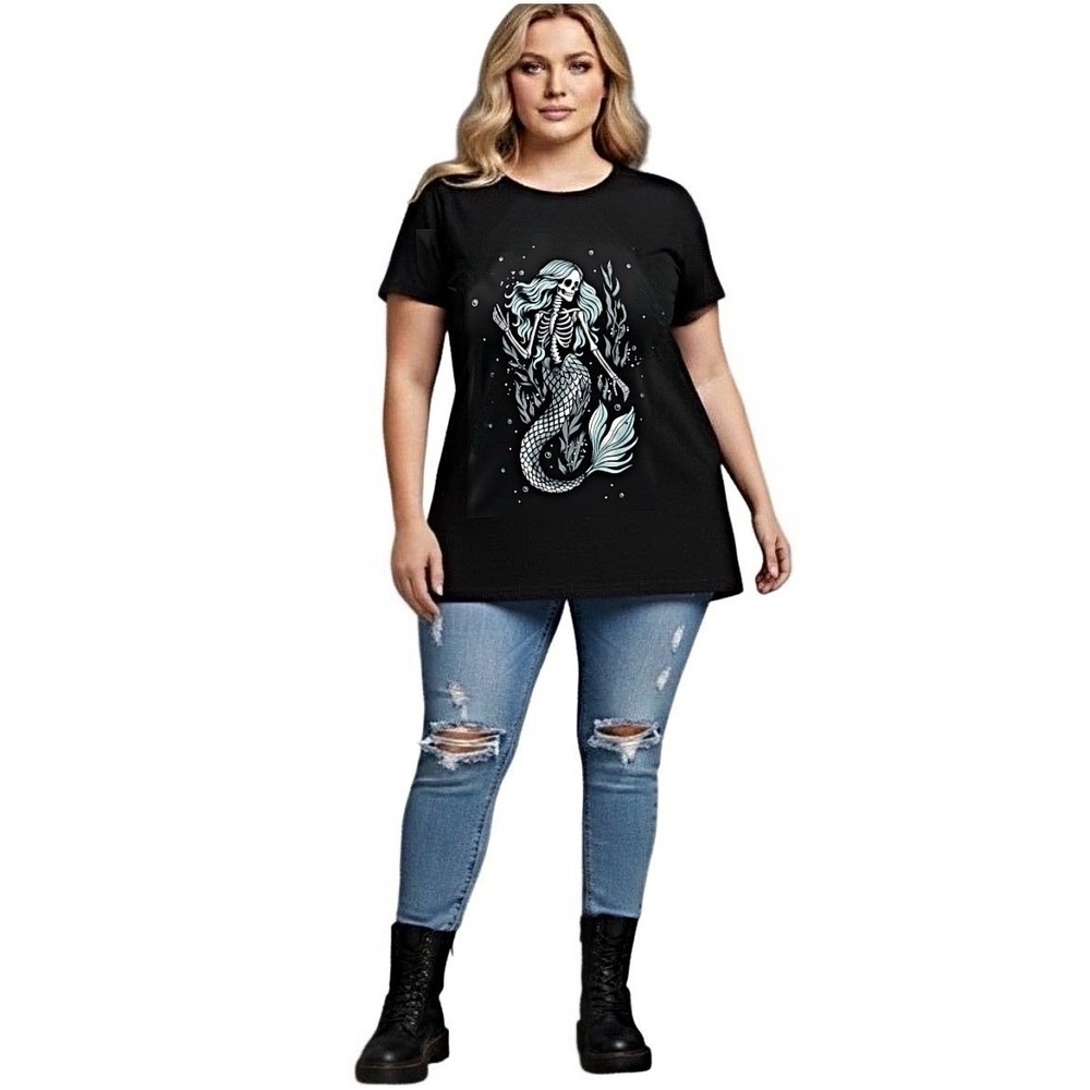 TORRID Skeleton Mermaid Classic Heritage Jersey Crew Tee NWT Size 4X - Picture 3 of 12